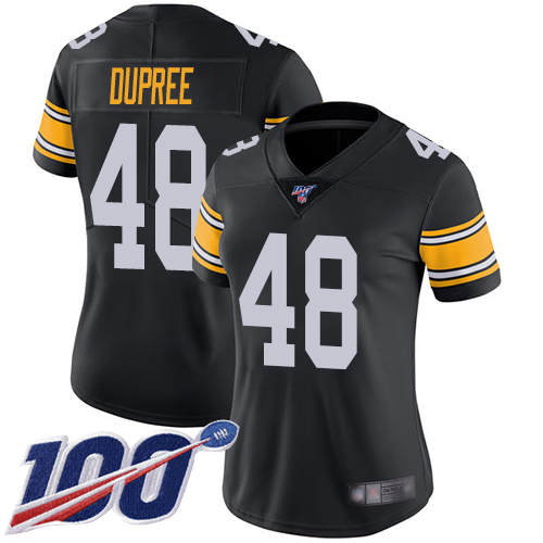 Women Pittsburgh Steelers Football #48 Limited Black Bud Dupree Alternate 100th Season Vapor Untouchable Nike NFL Jersey